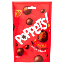 Poppets Milk Chocolate Coated Chewy Toffee Pouch 120g (pack of 9)