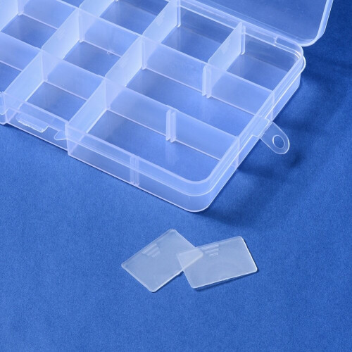 Clear Plastic Bead Storage Containers Compartments Adjustable Dividers ...