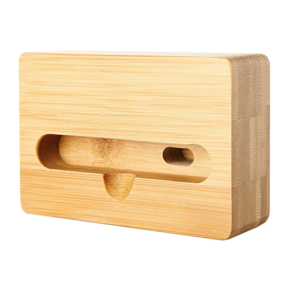 Cell Phone Stand With Sound Amplifier, Phone Stand Holder Natural Bamboo Wood Phone Dock Stands For Smartphones 885486087185