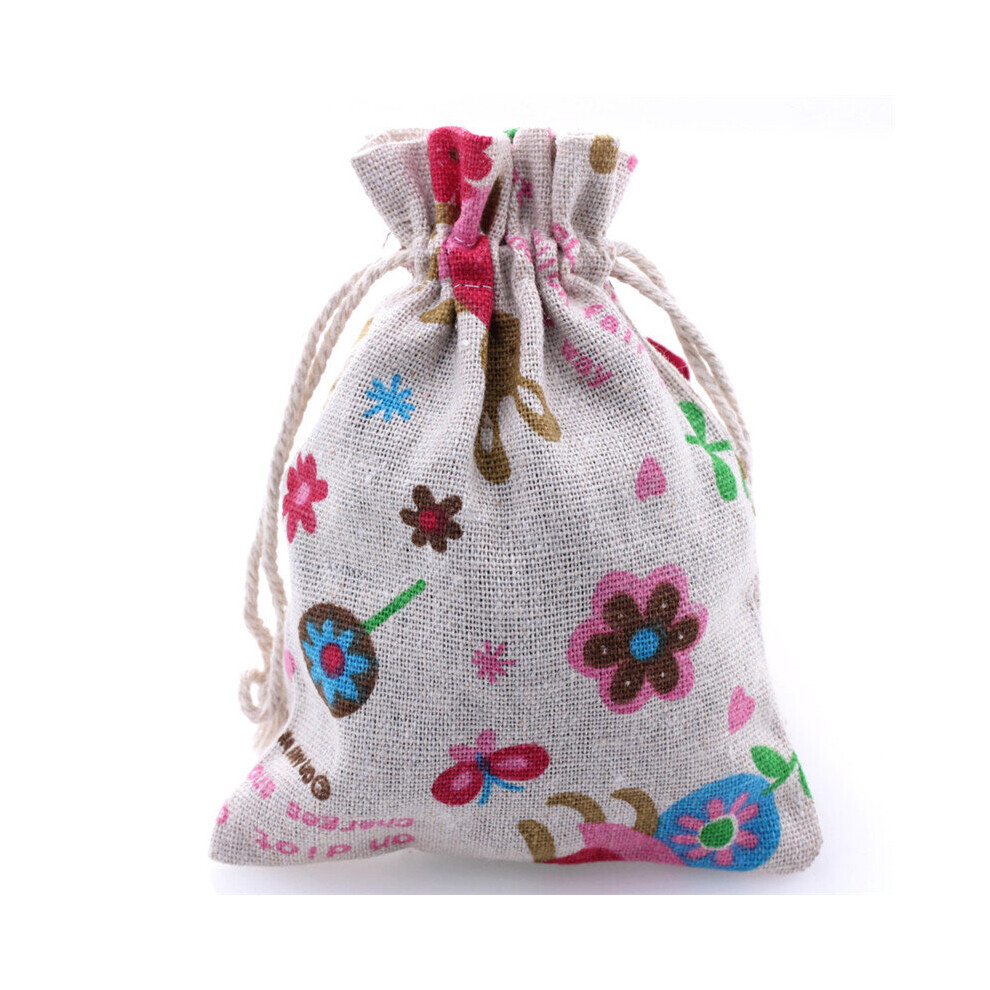 10pcs/lot 10x14cm Drawstring Cotton Bags Lovely Flower Tree Jewelry Packaging Bags Wedding Gift bags Jewelry Pouches-image-OPC-PBRVZFQ-NEW