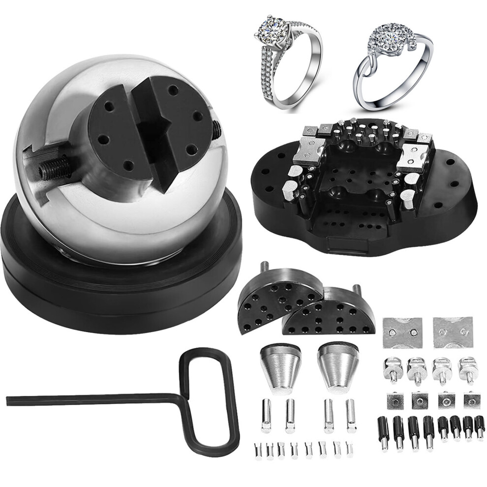 Vevor 5" Jewelry Ball Vise 34Pcs Attachment W/ Rubber Base Engraving