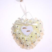 Ring Bearer Rose Flowers Pillow Heart Shape Holder Cushion Rings Bearer Pillow Wedding For Wedding Romantic Gift