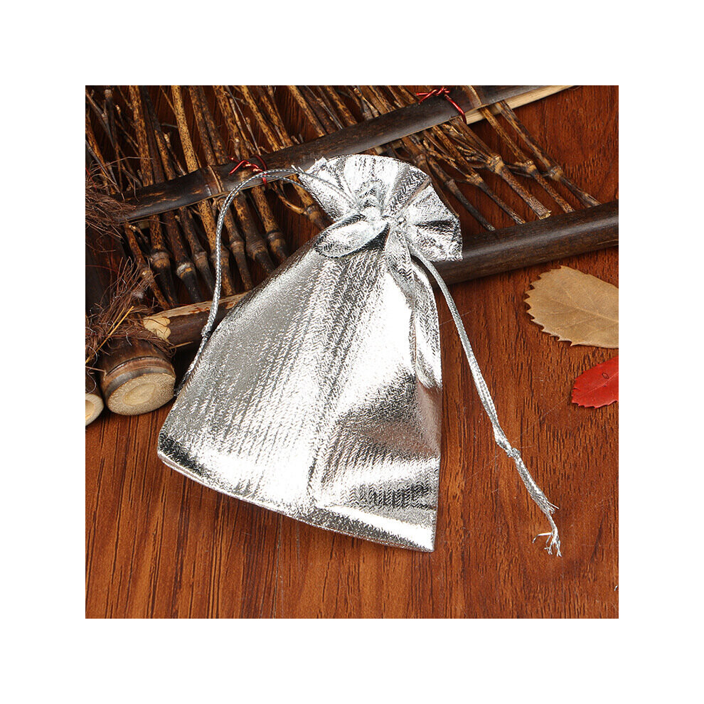 (Sliver White-9X12cm) 50pcs/lot 7x9cm 9x12cm Adjustable Jewelry Packing Fabric Bag Silver/Gold Colors Drawstring Wedding Storage Pouches-image-OPC-PBRW2GG-NEW