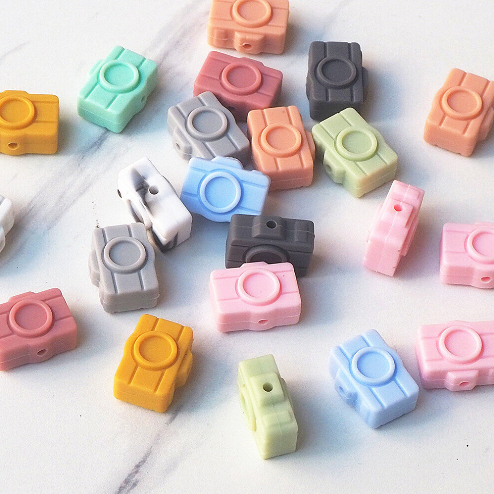 Chenkai 50pcs Camera Shape Beads Silicone Beads BPA Teething Infant Chewable Dummy Necklace Pacifier Toy Gift Accessories