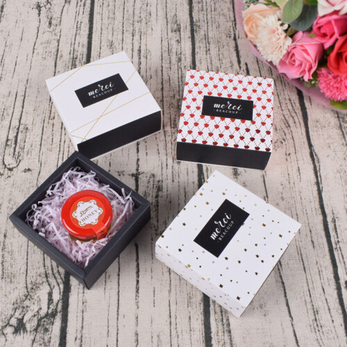 5Pcs 7.5x7.5x3.5cm Heart/Star square high-grade bronzing pull-out tea chocolate drawer candy box 1