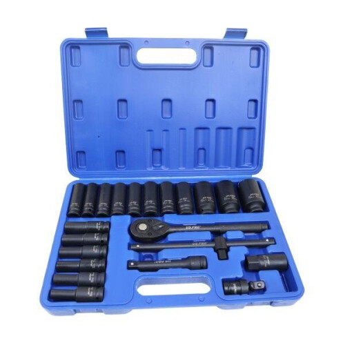 us pro US PRO Tools 22pc 1/2" DR Deep Impact Socket Set 8 - 32mm 6 Point 3986 1