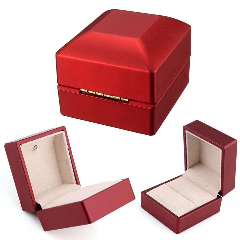 Ring Exhibit Leather Box with LED Light Engagement Wedding Rings Case Boxes Red Storage Tools-image-OPC-PBRW7GH-NEW