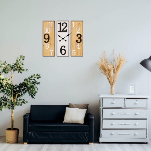 WIDDOP and Co. 3 Panel Wood & Metal Wall Clock 60CM 1