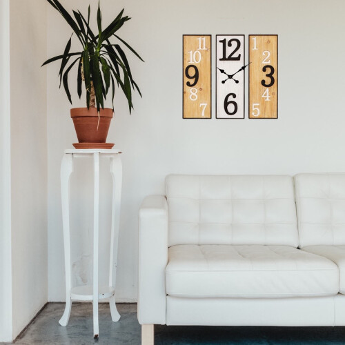 WIDDOP and Co. 3 Panel Wood & Metal Wall Clock 60CM 2