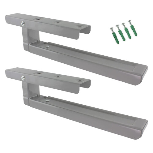 SPARES2GO Universal Extendable Wall Mounting Brackets for Microwave Silver / Grey 1