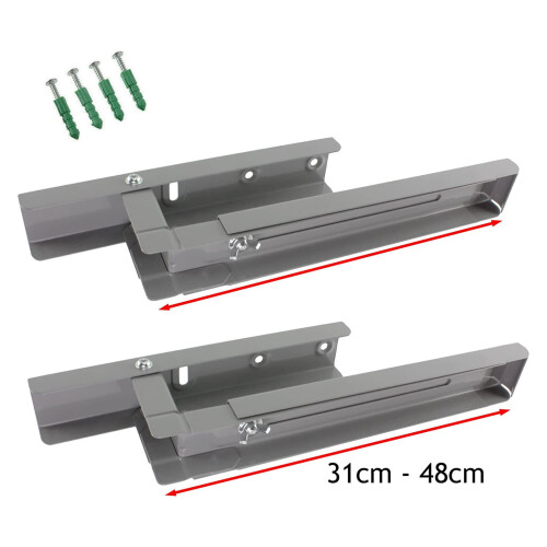 SPARES2GO Universal Extendable Wall Mounting Brackets for Microwave Silver / Grey 2