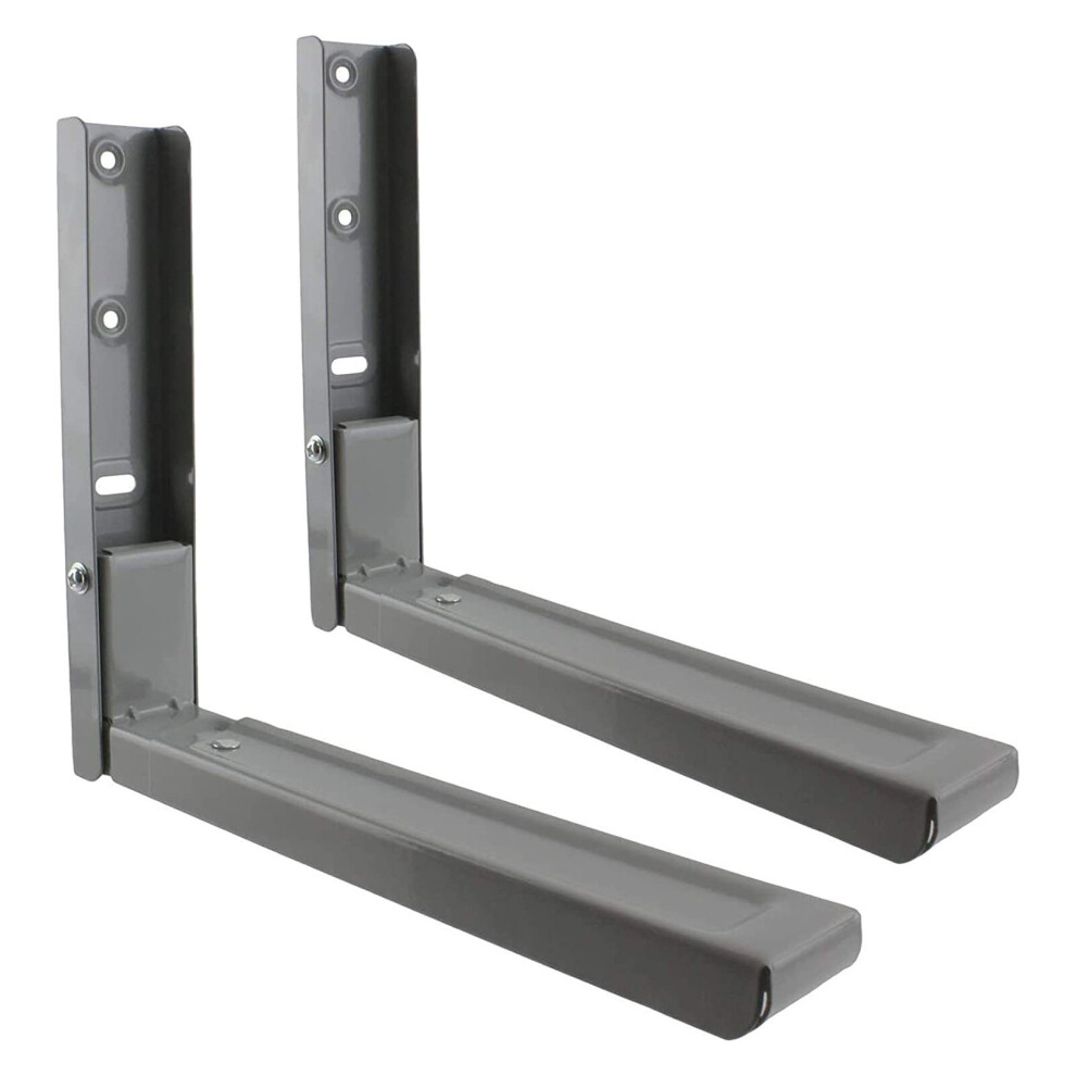 Spares2go Universal Extendable Wall Mounting Brackets For Microwave / Silver/Grey