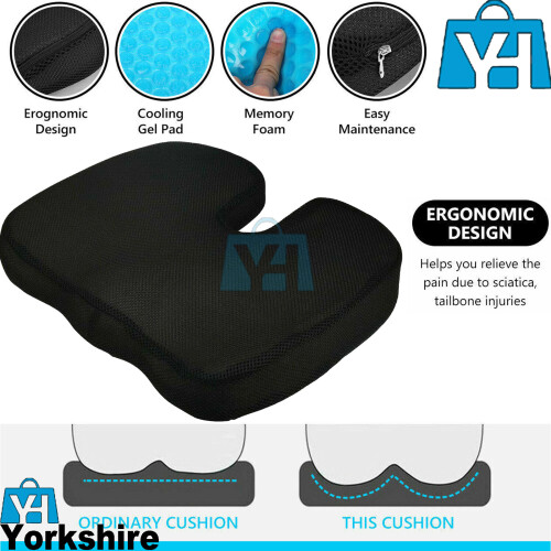 Memory Foam Seat Cushion Coccyx Orthopedic Back Pain Hip Relief Pillow