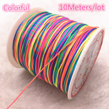 (Multicolor Dark Grey-0.8mm(10meters)) 10Meters/lot 0.8/1.0mm Multicolor Nylon Cord Thread Chinese Knot Macrame Cord Bracelet Braided String DIY Tassels Beading Thread