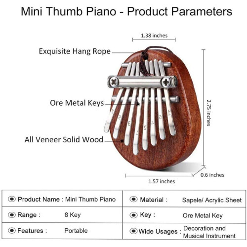 Portable Mini 8 Keys Kalimba Thumb Piano 2