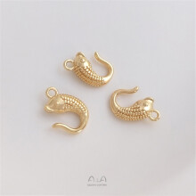 14K Filled Plated Fish-shaped clasp pendant hook end clasp handcrafted jewelry clasp DIY necklace clasp accessories