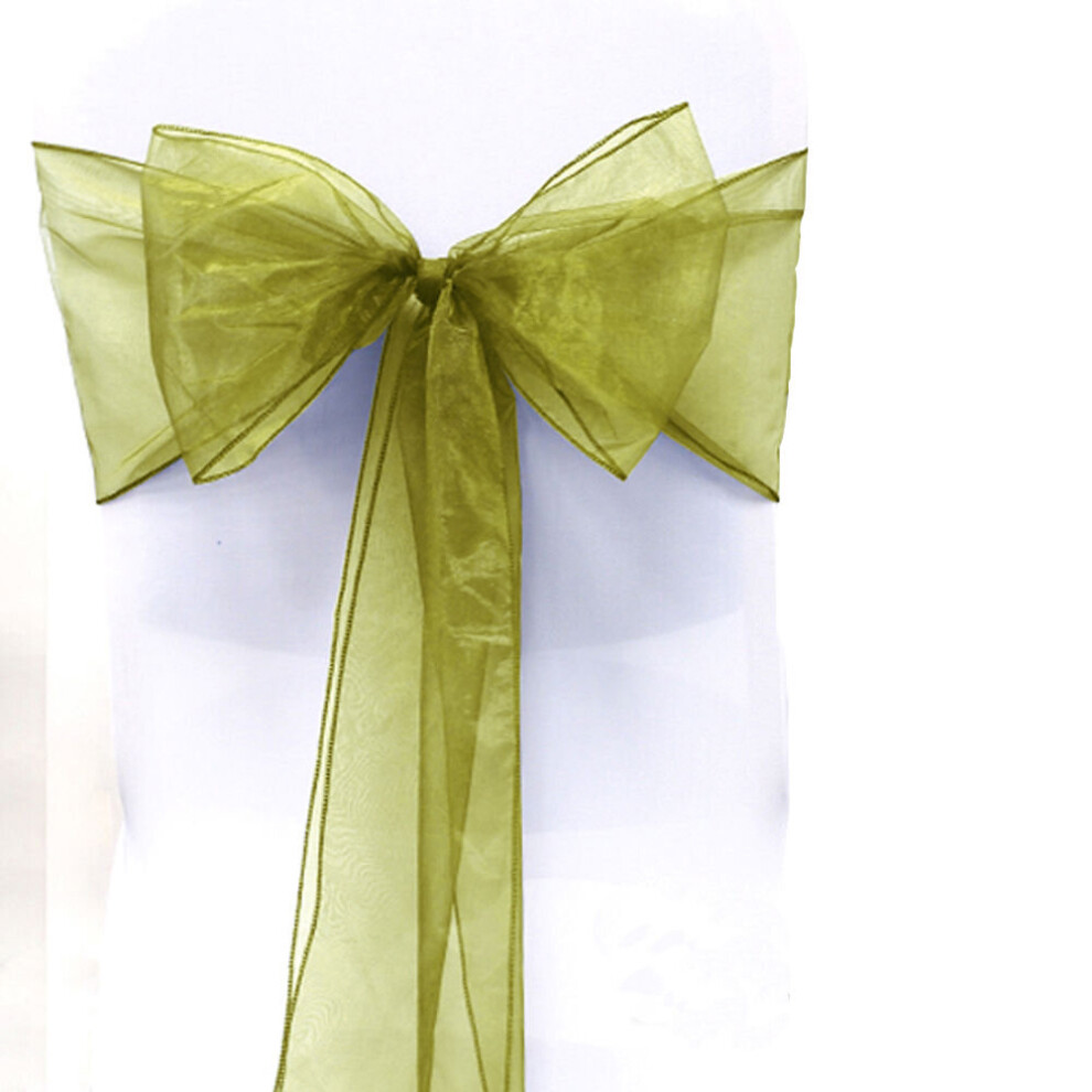 (100 Pcs, Sage Green) 10-100Pcs Organza Bowknot Chair Sashes Covers Wedding Party Event Banquet Decors