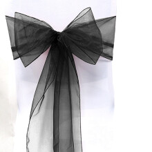 (100 Pcs, Black) 10-100Pcs Organza Bowknot Chair Sashes Covers Wedding Party Event Banquet Decors