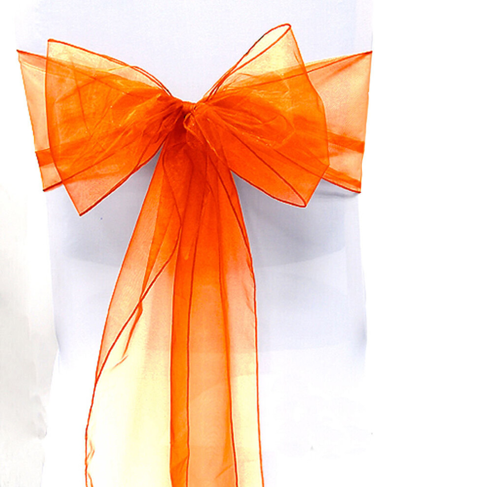 (100 Pcs, Orange) 10-100Pcs Organza Bowknot Chair Sashes Covers Wedding Party Event Banquet Decors
