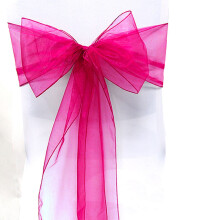 (100 Pcs, Fuchsia) 10-100Pcs Organza Bowknot Chair Sashes Covers Wedding Party Event Banquet Decors