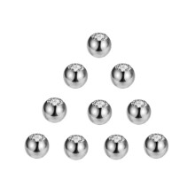 (Stone Silver White-1.2X3mm) 10PCS Stainless Steel Screw Piercing Ball Replacement 16G Lip Eyebrow Tongue Ear Tragus Belly Nipple Piercing Ball Lot Jewelry