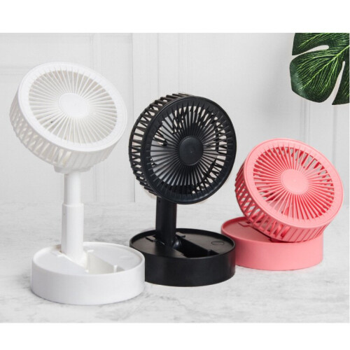 (Black) Desk Fan Rechargeable Folding Portable Battery Table Foldable Mini USB Fan