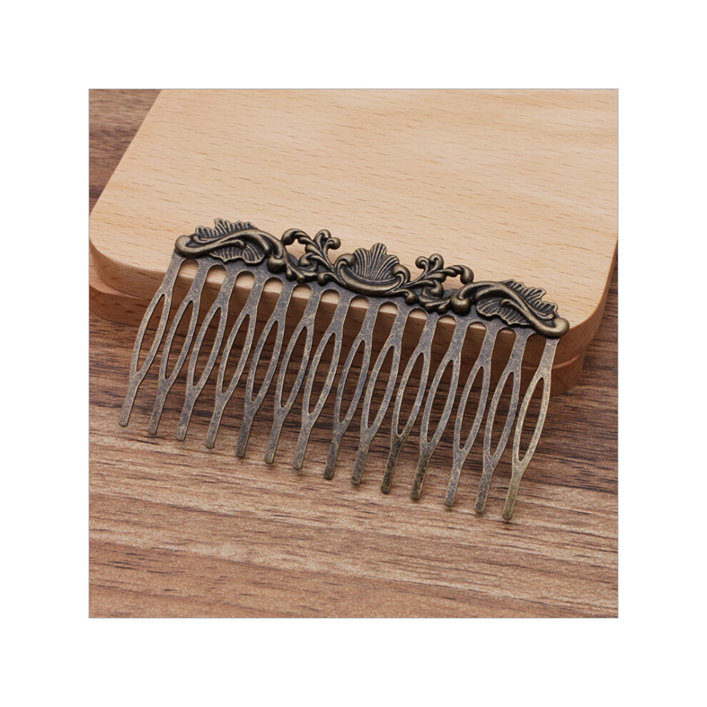Unisex Silver 1Pc 14 Teeth Bronze Copper Hair Comb Clips Claw Hairpins Diy Jewelry Findings & Components 75*46Mm K02995