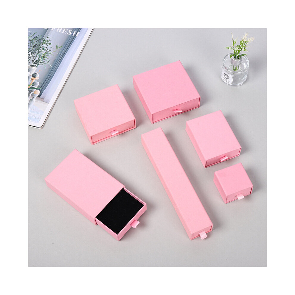 (Pink White-10x10x3.5cm) Cardboard Jewelry Organizer Box Ceremony Wedding Ring Watch Necklace Display Boxes Jewelry Packaging Cases For Small Business-image-OPC-PBRWT6J-NEW