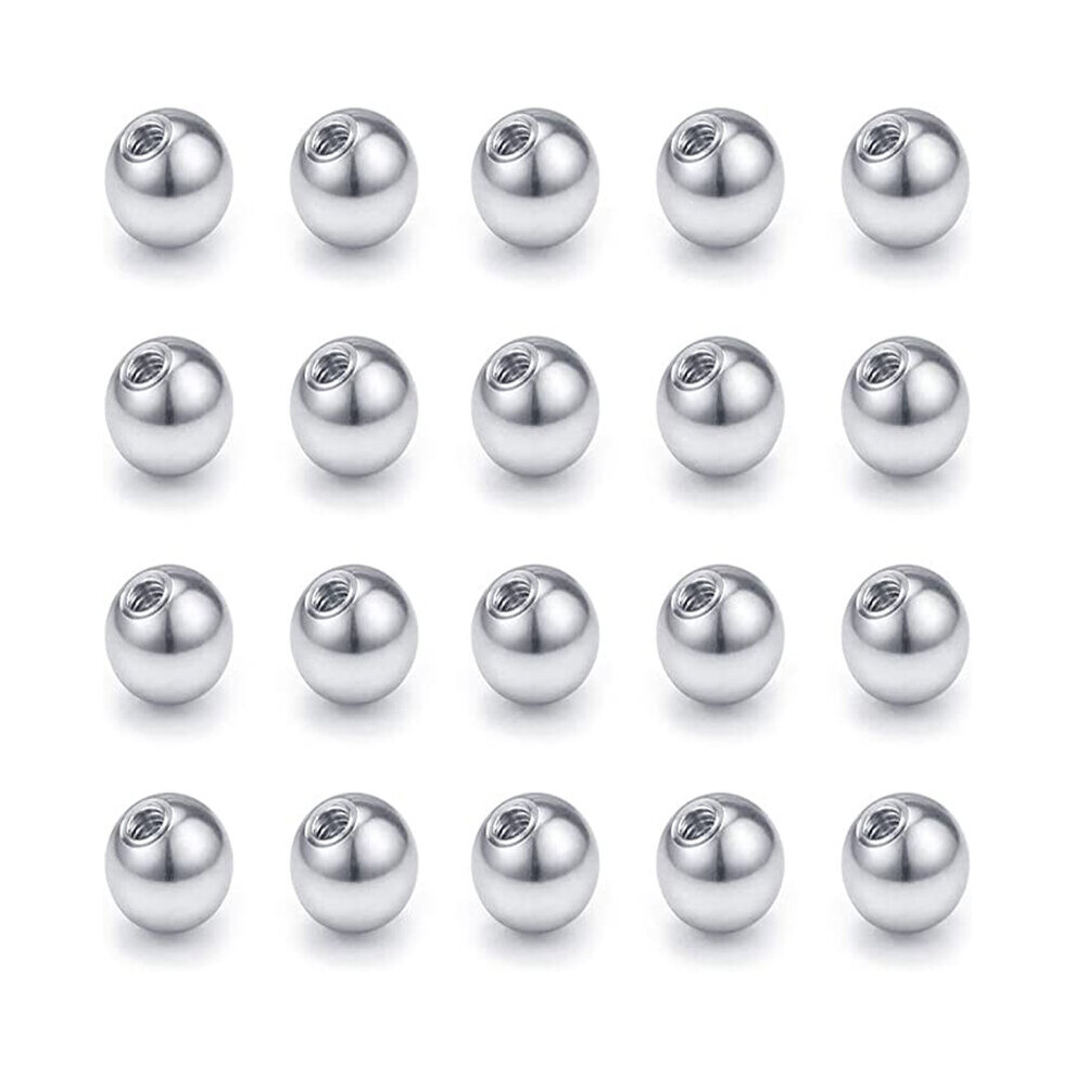 (steel color White-1.2x3mm) 20 Pieces of Stainless Steel Replacement Ball Barbell Accessories Top Bead Spiral Ball Spare Beads 14G 16G Body Jewelry Pi-image-OPC-PBRWVFD-NEW
