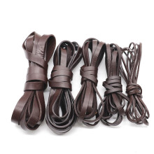 (Brown Flat White-2mm 2meters) 1/2meters Flat Round Leather Cords Vintage Brown 2/3/4/5/6/8/10mm Cow Leather Cord For Bracelet Jewelry Making Findings
