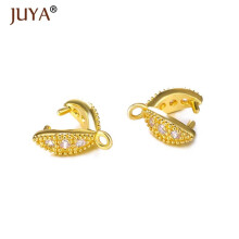 1Pair CZ Pinch Clip Bails DIY Jewelry Accessories For Crystal Gemstone Pendant Clip Clasps Earrings Supplies