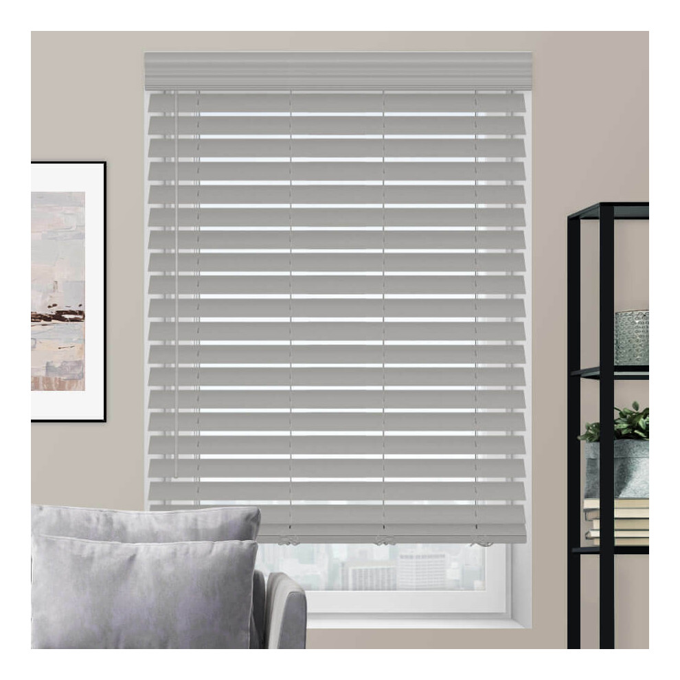 (75cm X 150cm) Grey Fauxwood Venetian Wooden String Blinds