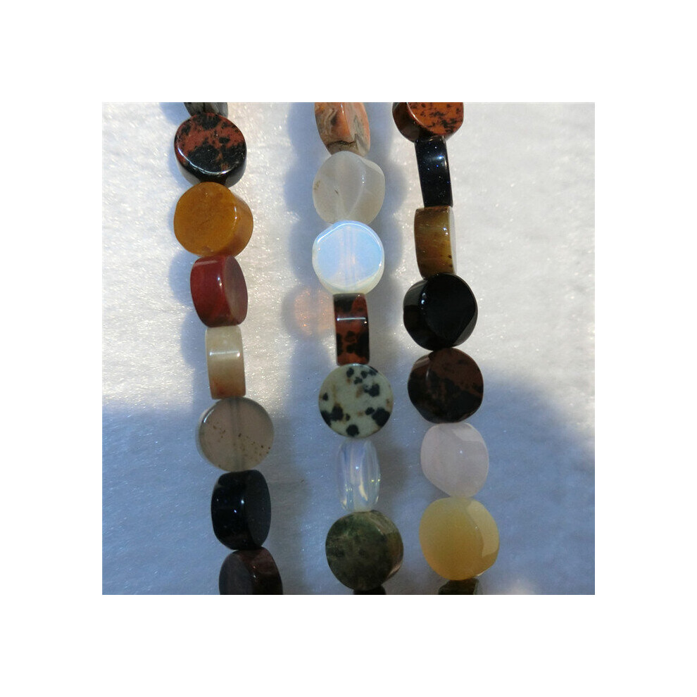 80pcs Flat Round Unakite Anyolite Natural Stone Loose Beads Accessories For Jewelry Making DIY Bracelet Necklace-image-OPC-PBRX6XF-NEW