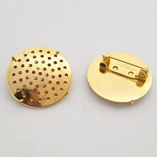 (24K Gold Color Yellow-25MM) (29419)5 Sets 18MM 25MM 30MM Brass Combinable Round Brooch Base Brooch Pins Settings Jewelry Accessories Findings