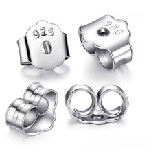 (925 Sterling Silver Auburn-20 pcs) 925 Sterling Silver Butterfly Earring Back Plug Earring Settings Base Ear Studs Back Metal Earback Earring Stopper for Findings