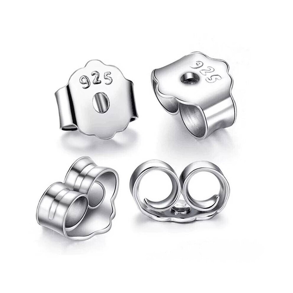 (925 Sterling Auburn-20 Pcs) 925 Sterling Butterfly Earring Back Plug Earring Settings Base Ear Studs Back Metal Earback Earring Stopper Silver