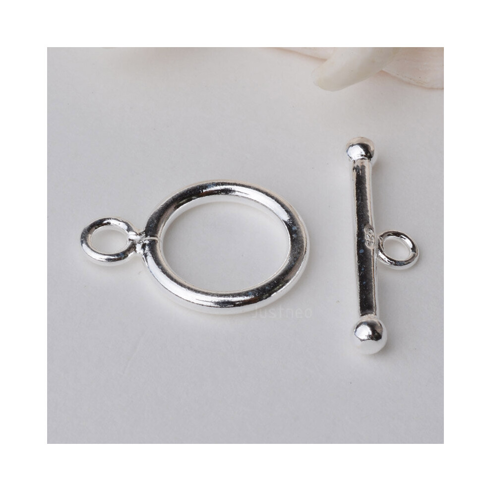 Solid 925 Sterling Silver Circle Toggle Clasp