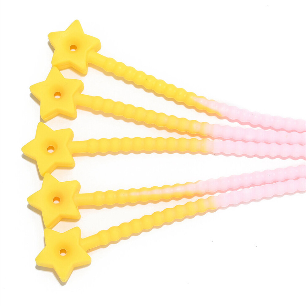 5Pcs/Lot Rubber Gradient Bands Colorful Silicone Tie Star Bandage Tag Rope Diy Keychain Pendant Adjustable Cable Tie 885486255287