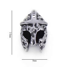 (helmet 01 White-1pcs 2MM) DIY Vintage Stainless Steel Beads Claw Elephant Dragon Skull Beads Spacers Charms for Men Bracelet Jewelry Making