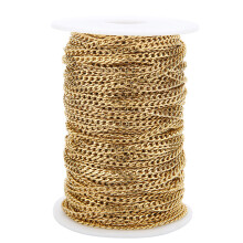 2meters Stainless Steel Bracelets Necklace Chains Bulk Golden Metal Cuban Ball Bead Link Chains Lot for Diy Jewelry Making