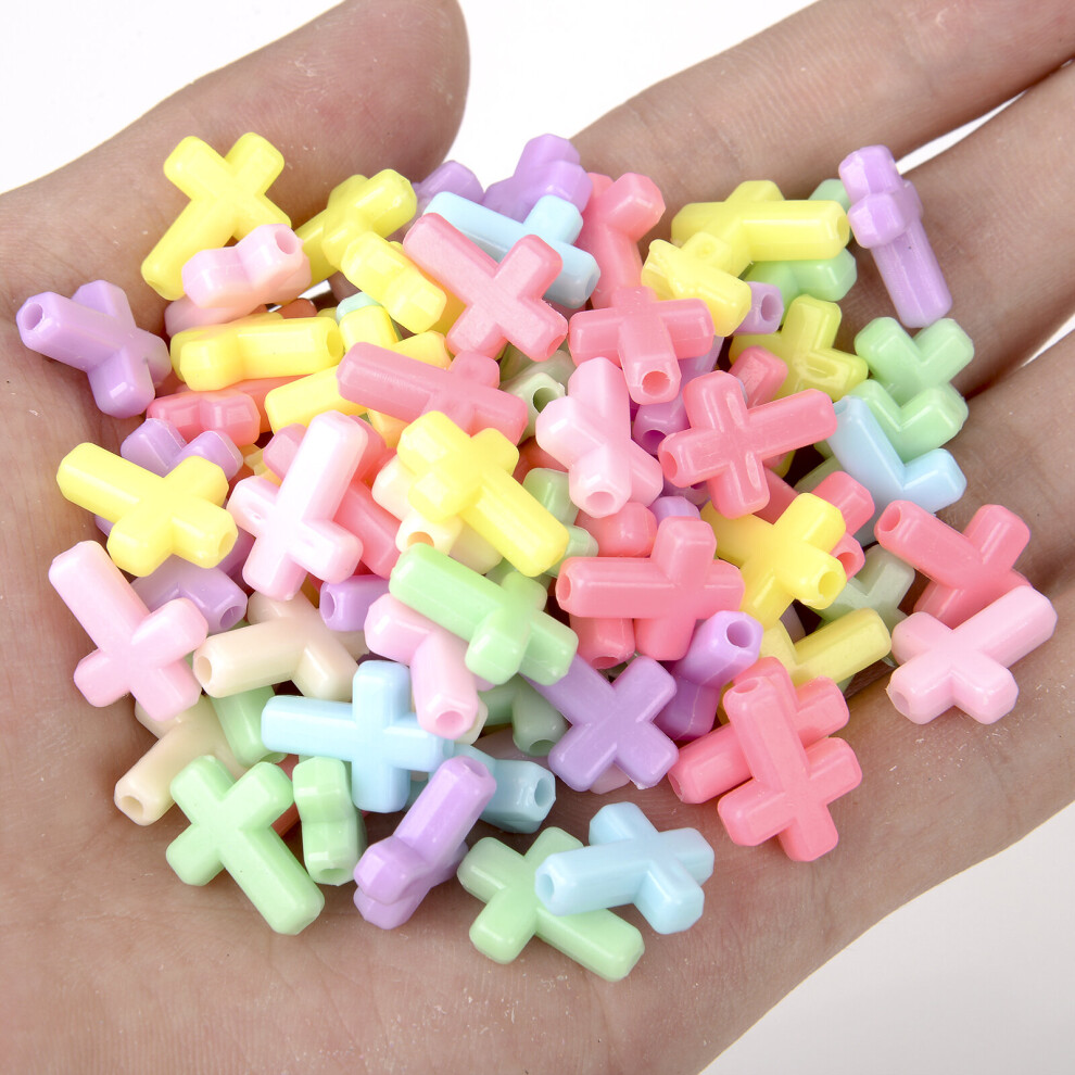 50Pcs 16x12mm Mixed Candy Cross Shape Beads Acrylic Loose Spacer Beads for Jewelry Making Bracelets Accessories-image-OPC-PBRXFMS-NEW
