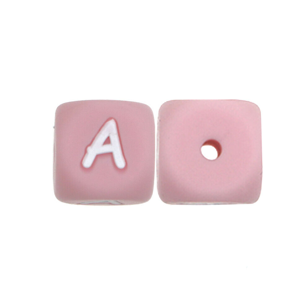 Kovict 12Mm 10Pcs Pink Silicone Alphabet Letter Beads Baby Teeth Pacifier Chain Silicone Baby Teether Bpa Multicoloured
