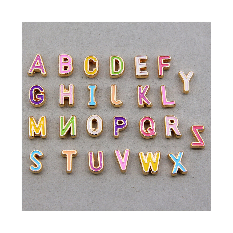 26PCS/Set A-Z Enamel Letters Beads Colorful English Alphabet Tone Spacer Bead Bracelet Jewelry Making Accessory-image-OPC-PBRXHFN-NEW