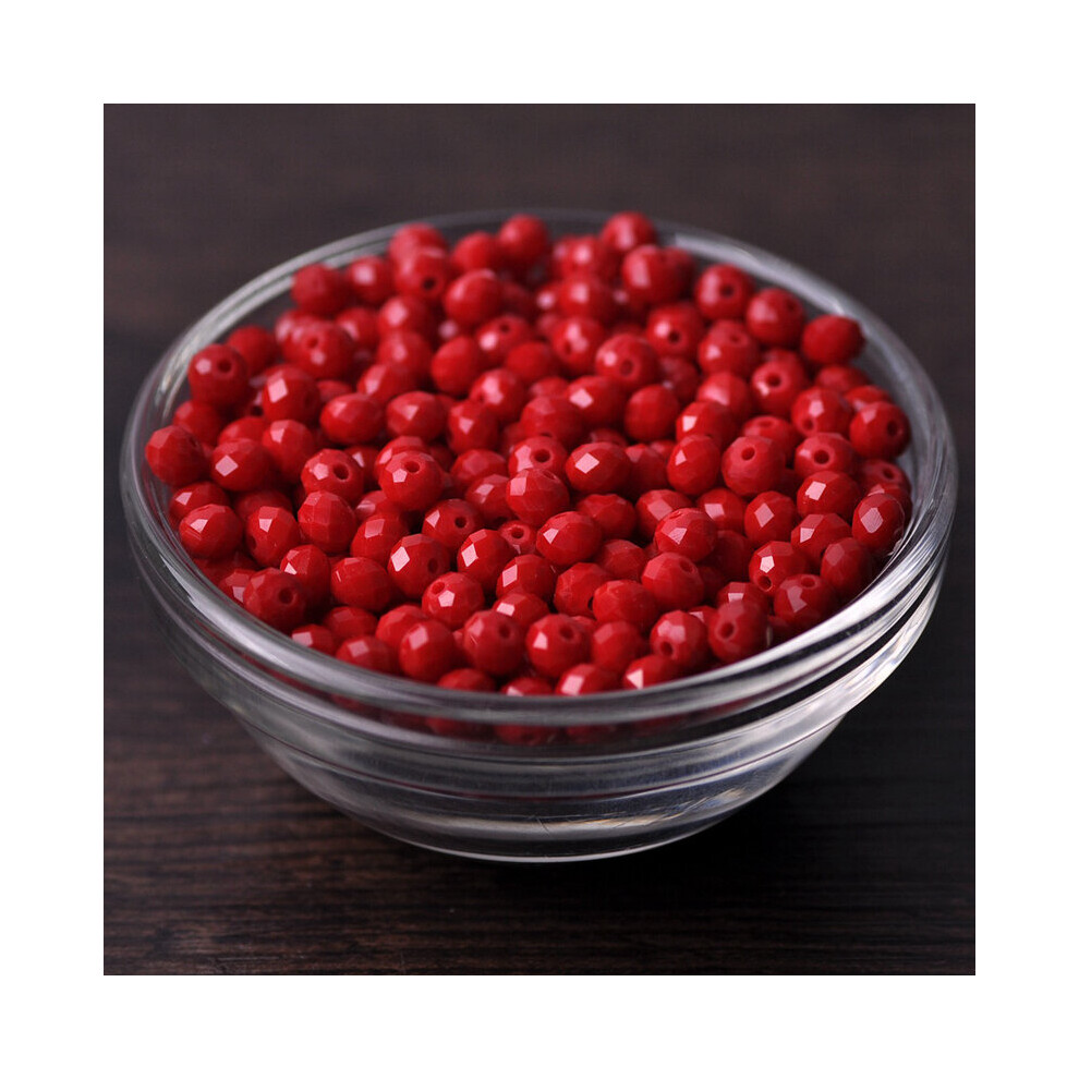 (Opaque Red White-6mm 50pcs 6mm) Rondelle Faceted Czech Crystal Glass Opaque Red 3mm 4mm 6mm 8mm 10mm 12mm 14mm Loose Spacer Beads for Jewelry Making