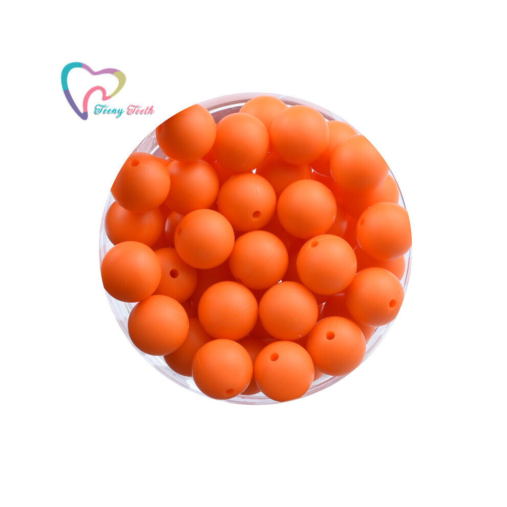 (Bright Orange White-Hexagon 14 MM 16mm) 10PCS Bright Orange 12-15 MM Round Silicone Beads Baby Teether Eco-friendly Sensory Teething Necklace Nursing