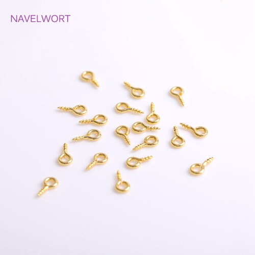 4mm*8mm 18K Plating Screw Eye Component Brass Small Tiny Mini Eye Pins ...