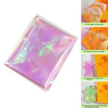 50*50cm Large Laser Iridescent Clear Film Thick Cellophane Transparent Rainbow Sheet Resin Inclusions Embellishments