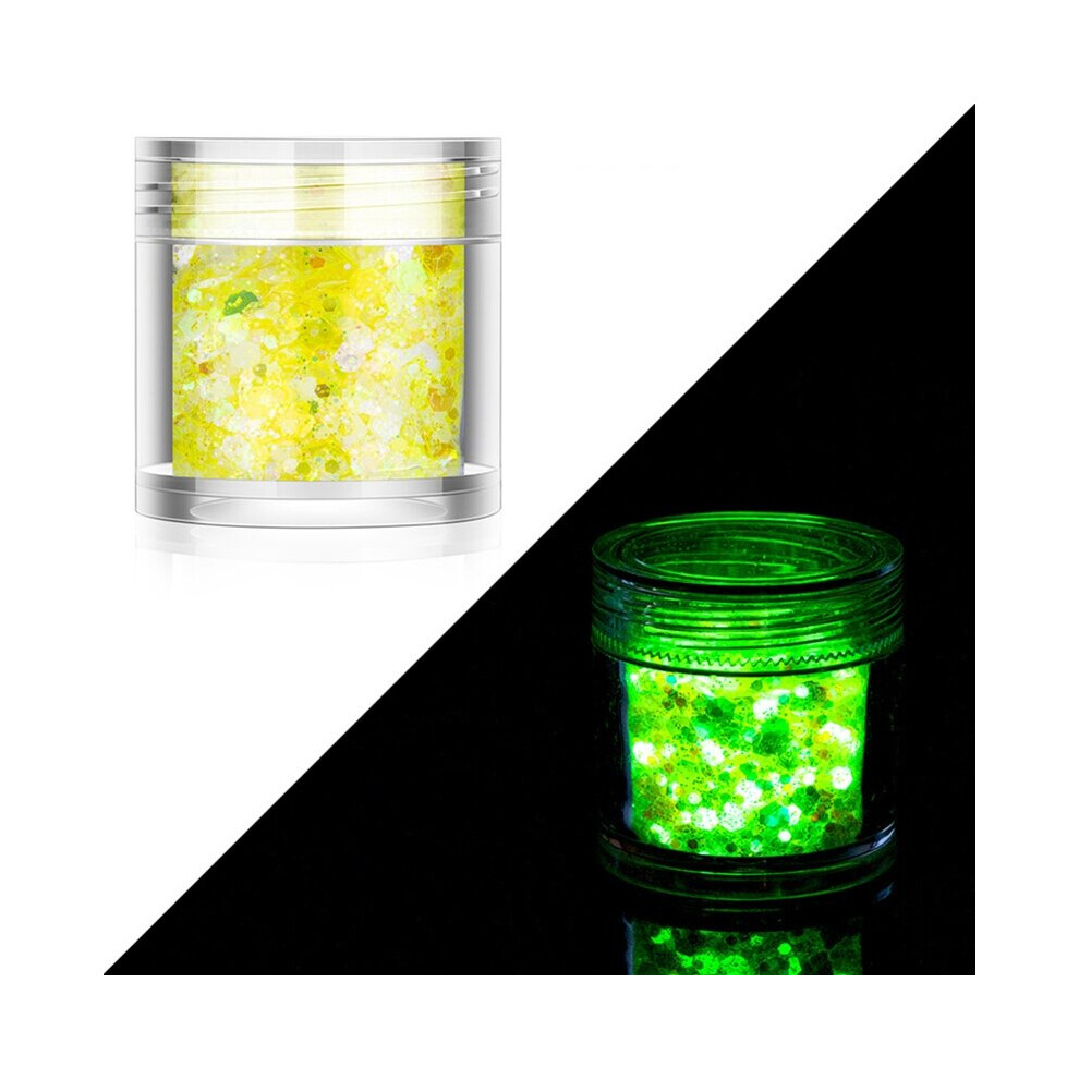 1 Box Holographic Glitter Nail Sequin Hexagon Sequin Luminous Fine Glitter Powder for Eyeshadow Face Body Decor