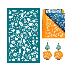 Reusable Silk Screen Stencils Mesh Transfer Printing Tools for Polymer Clay Earring Jewelry Making Washable for DIY Painting