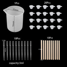 20-50Pcs Epoxy Resin Making Tool Set A5 Silicone Sheet Measuring Cups Mixing Cups Spoons Wooden Sticks For DIY Crafts Supplies